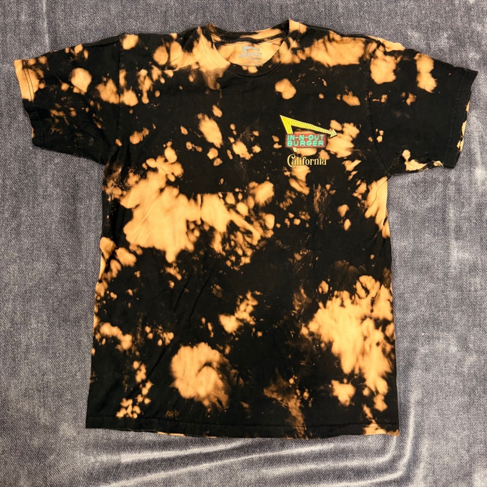 In-N-Out Burger California T-Shirt Mens M Acid Wash Bleach Dye Sunset Graphic